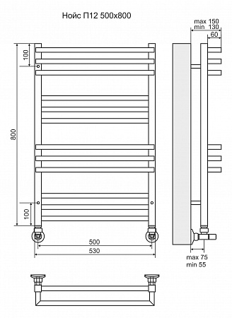Нойс П12 500х800 Полотенцесушитель  TERMINUS Стерлитамак - фото 3