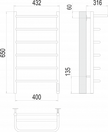 Полка П6 400х650 Электро (quick touch) Полотенцесушитель  TERMINUS Стерлитамак - фото 3