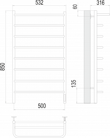 Полка П8 500х850 Электро (quick touch) Полотенцесушитель  TERMINUS Стерлитамак - фото 3