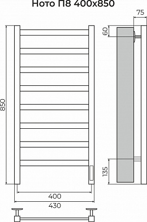 Ното П8 400х850 Электро (quick touch) Полотенцесушитель TERMINUS Стерлитамак - фото 3