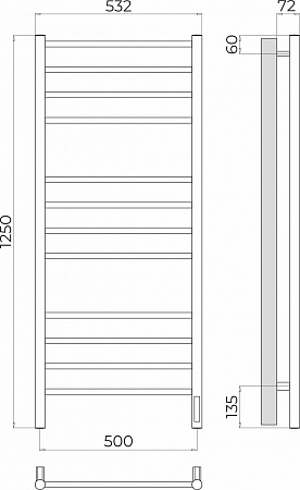 Аврора П12 500х1250 Электро (quick touch) Полотенцесушитель TERMINUS Стерлитамак - фото 3