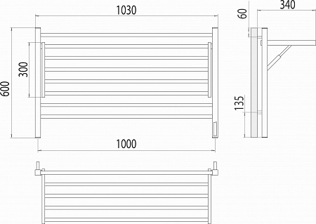 Горизонт П8 1000х600 электро КС ЧЕРНЫЙ МУАР (sensor quick touch) Полотенцесушитель TERMINUS Стерлитамак - фото 5